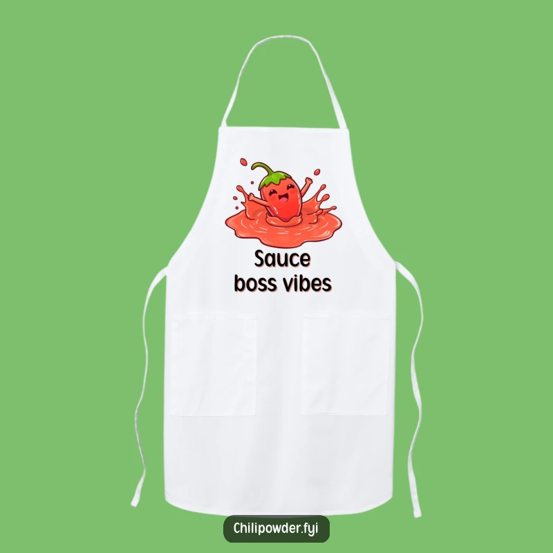 Funny Kawaii Chili Splash Apron: Joyful Sauce Chef Gift