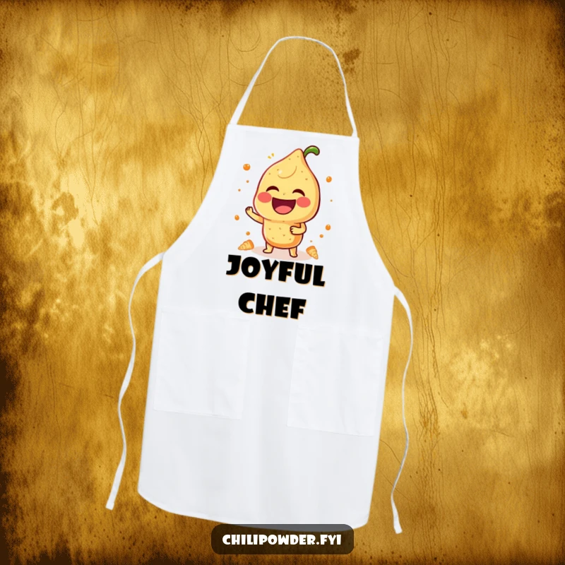 Funny Apron: A kawaii chili powder character laughs boisterously, making kitchen tasks a source of fun and amusement.