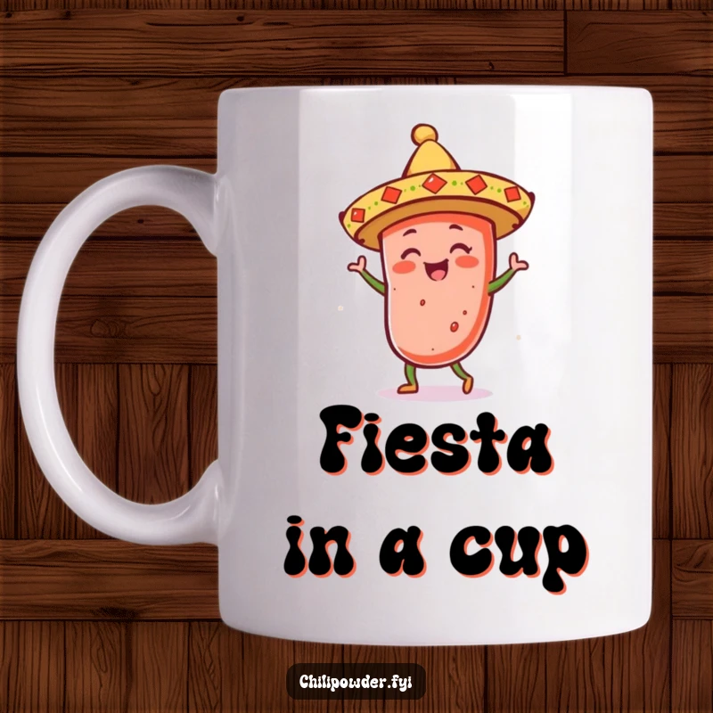 Funny kawaii chili powder with a sombrero dancing merrily, full of festive energy and joy.