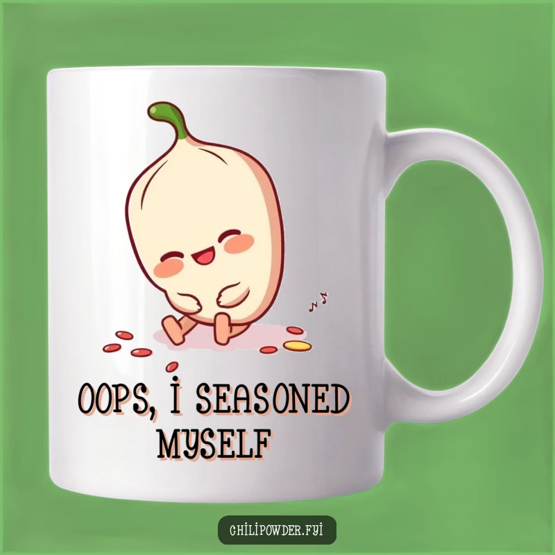 Funny Chili Powder Dusting Off Mug - Hilarious Spice Character Gift