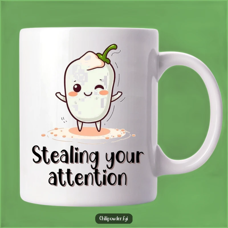 Funny Kawaii Chili Powder Tiptoe Mug - Secretly Amused Spicy Cartoon Gift