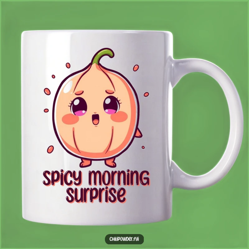 Funny Shocked Chili Powder Mug: Cartoon Eyes Wide Surprise Gift