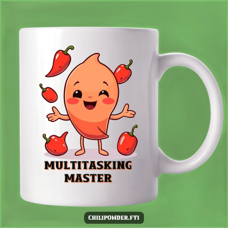 Funny Chili Powder Juggler Mug: Hilarious Spice Action for a Comedic Gift
