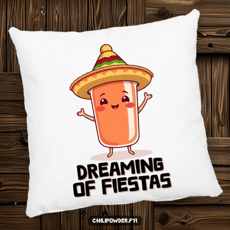 Soft funny chili powder container with a sombrero samba pose on a pillow, perfect for cozy comfort.