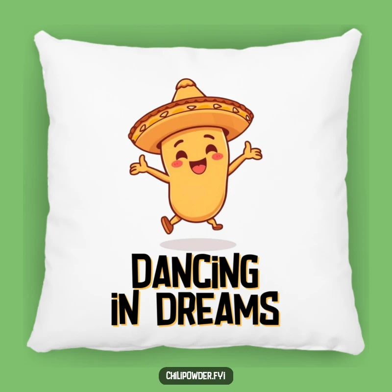 Funny Chili Powder Fiesta Pillow: Cozy Dancing Sombrero Decor Gift
