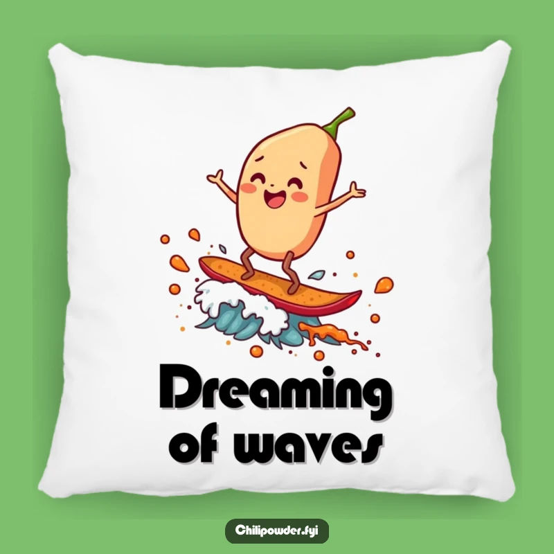 Funny Chili Flake Surfer Pillow: Cozy Comfort on a Spice Wave
