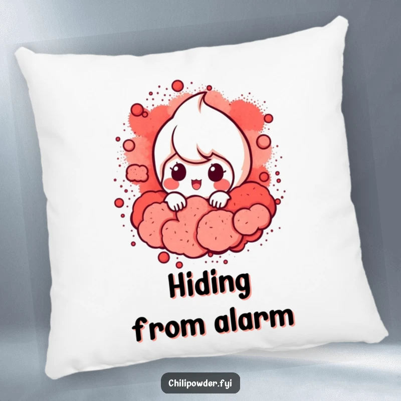 Funny Chili Powder Peek Pillow: A chili powder character peeking from red powder, offering comfort and playful humor.