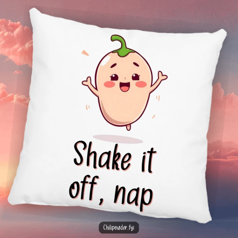 Funny Kawaii Chili Powder Pillow: A cute chili character performing a silly shimmy, offering spicy comfort and a humorous vibe.