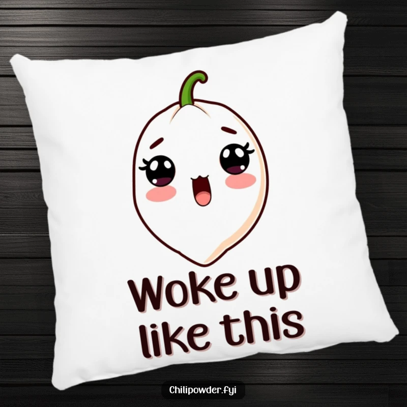 Funny Kawaii Chili Powder Pillow - A cute cartoon chili powder character with wide surprised eyes and an open mouth, perfect for cozy spicy decor.