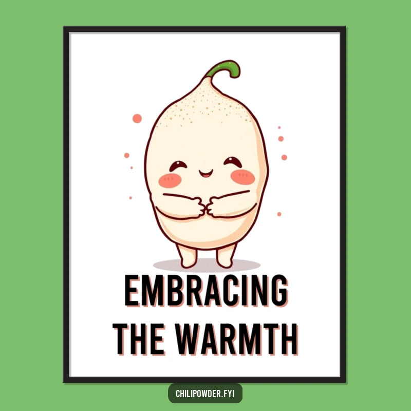 Funny Kawaii Chili Hug Digital Print: Instant Warmth and Humor for Your Walls