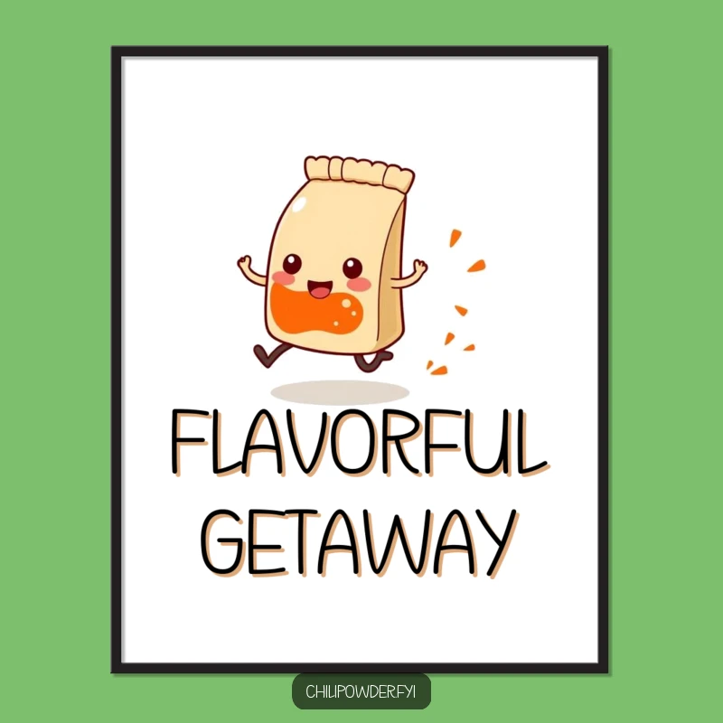 Funny Kawaii Chili Pouch Running Digital Art - Instant Active Humor Decor
