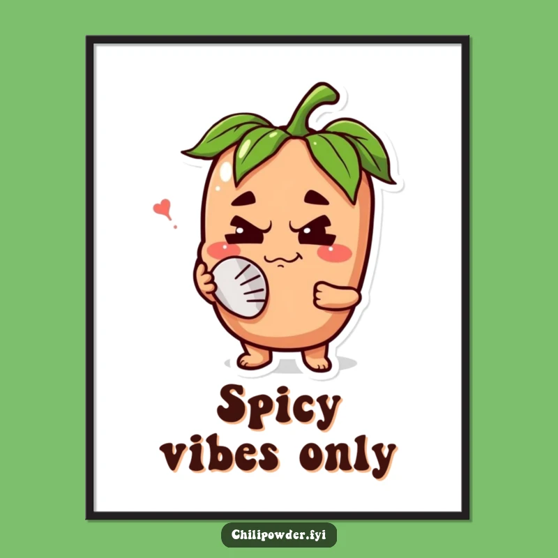 Funny Chili Powder Grimace Digital Art: Fanning Face Spice Print