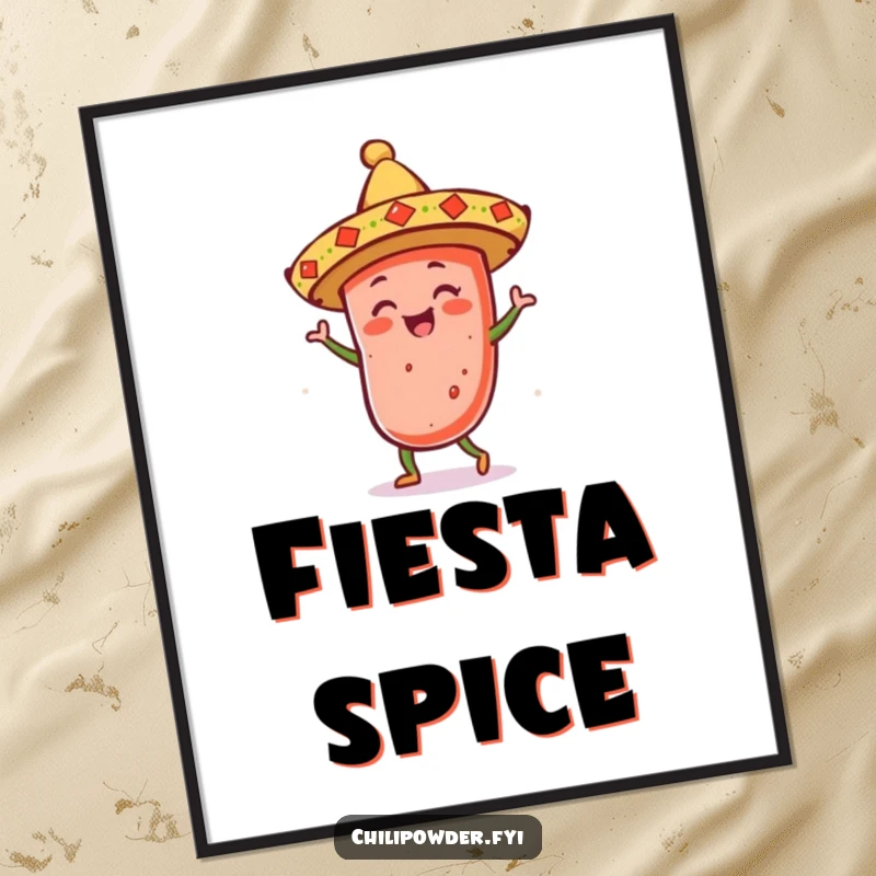 Funny kawaii chili powder with a sombrero dancing merrily, bringing instant fiesta fun and vibrant energy to any digital space.