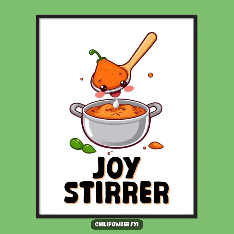 Funny Chili Spoon Joy Digital Art: Instant Cheerful Spice for Your Walls