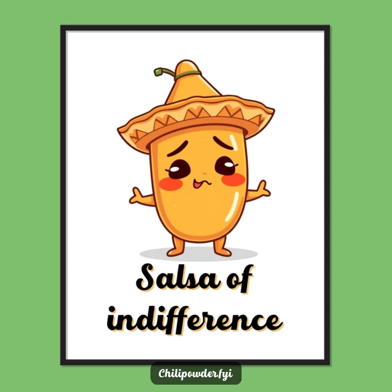 Funny Kawaii Chili Sombrero Digital Print: Comical Shrug Wall Art Gift