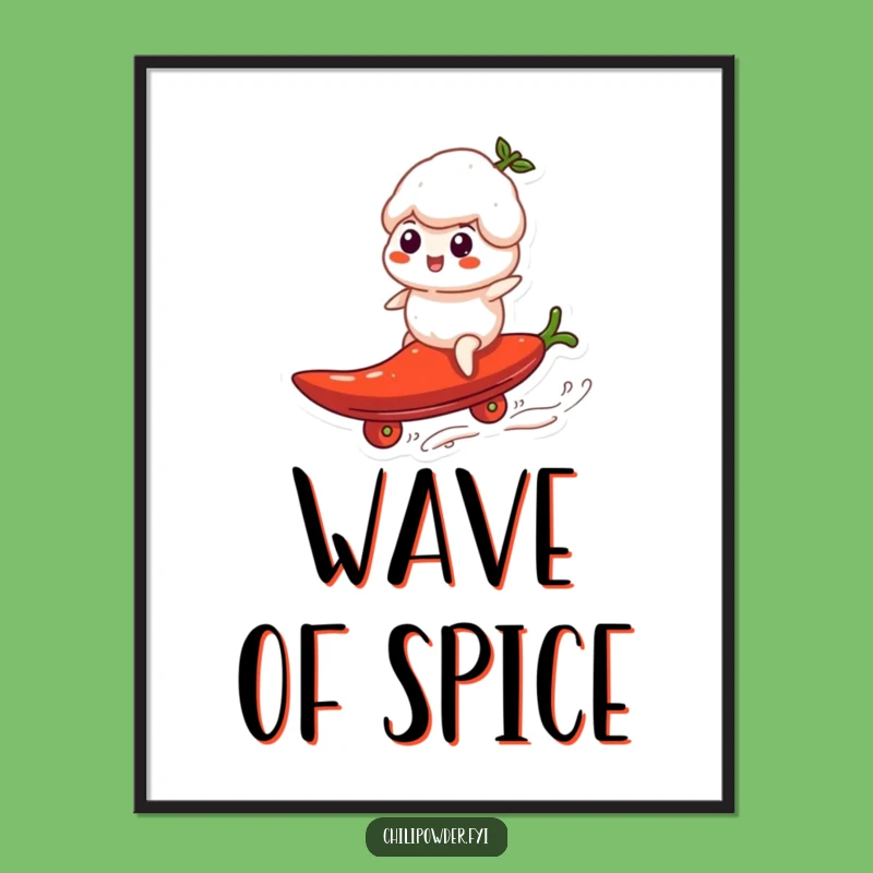 Funny Chili Powder Surfing Digital Art - Hilarious Pepper Heatwave Print for Walls