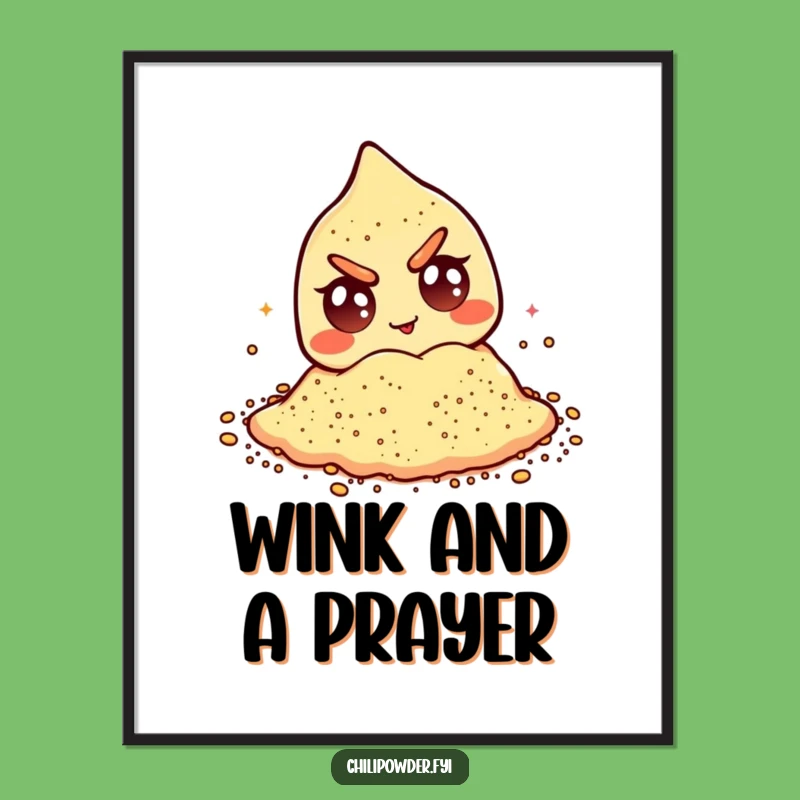Funny Winking Chili Powder Digital Art: Mischievous Googly Eyes Printable for Decor