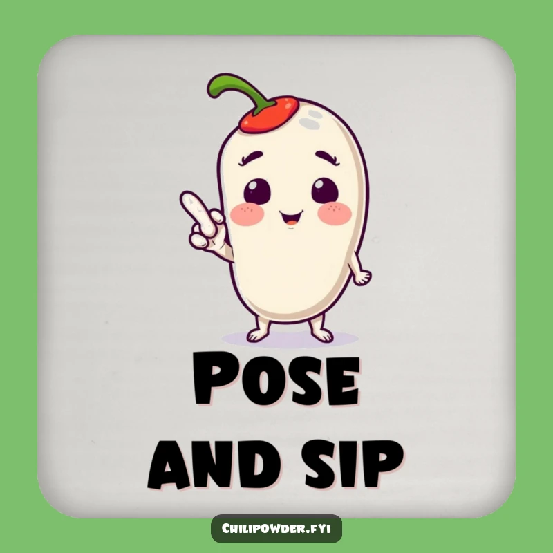 Funny Kawaii Chili Pose Coaster: Protect Surfaces with Spicy Style