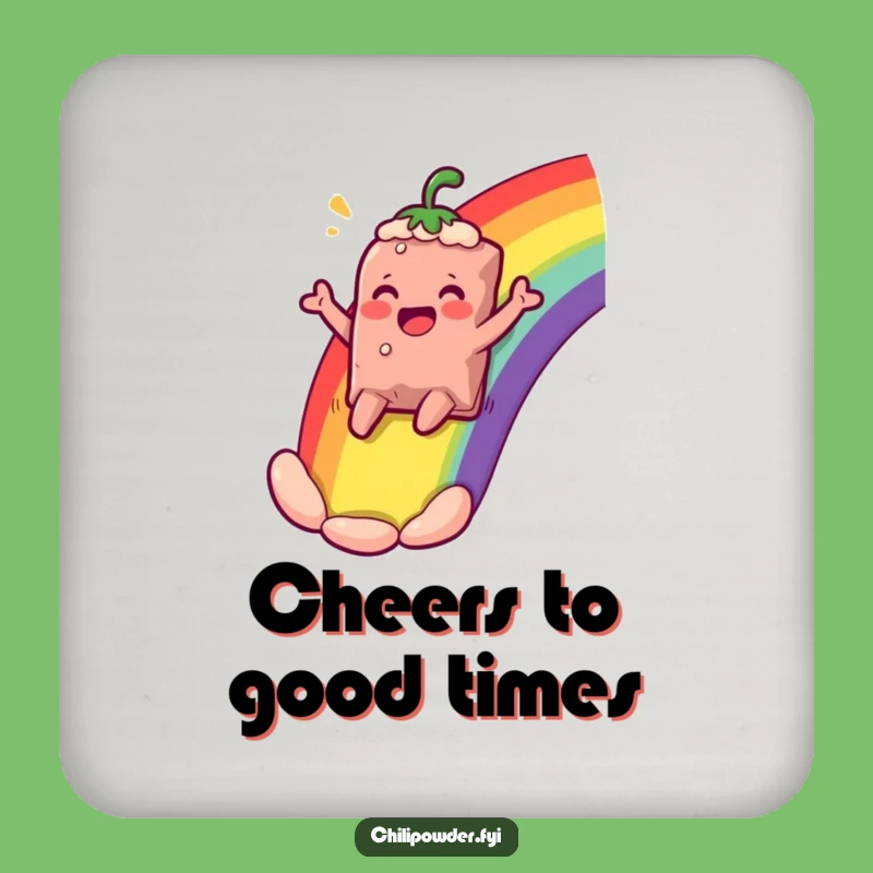Funny Rainbow Slide Chili Powder Coaster - Protect Surfaces With Joy!
