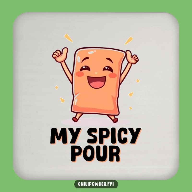 Chili Pouch Victory Dance Coaster Set - Funny Triumphant Spice