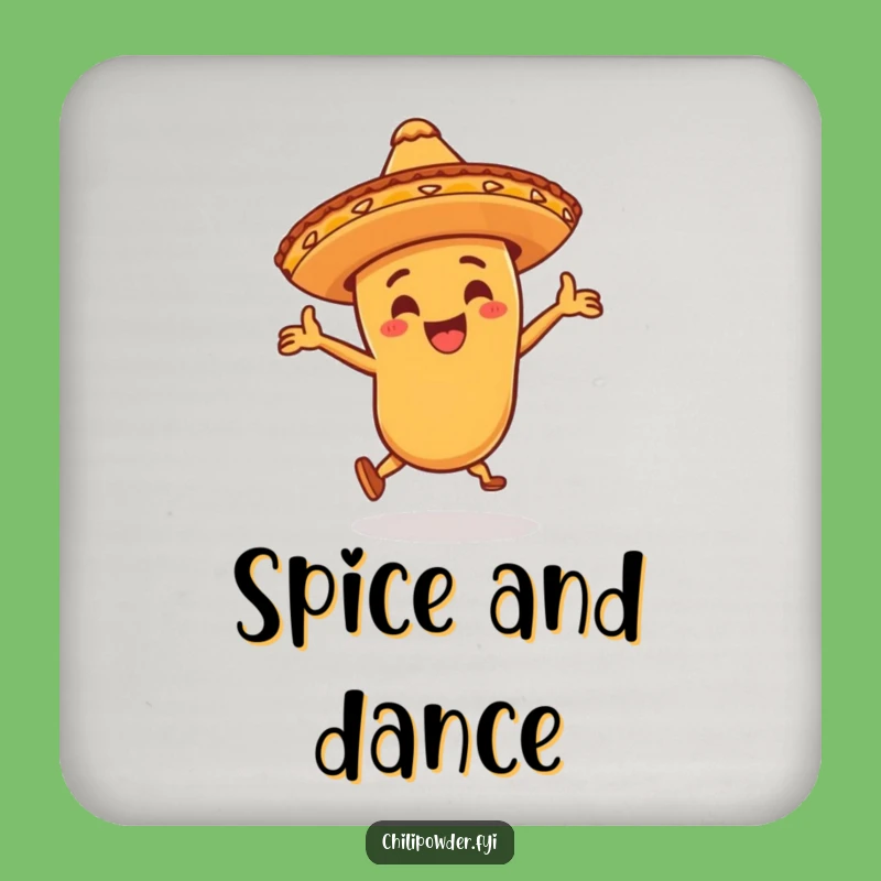 Funny Chili Powder Fiesta Coaster: Dancing Sombrero Protection Gift
