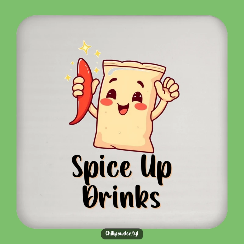 Set of Funny Chili Powder High-Five Coasters: Spicy Drink Protection