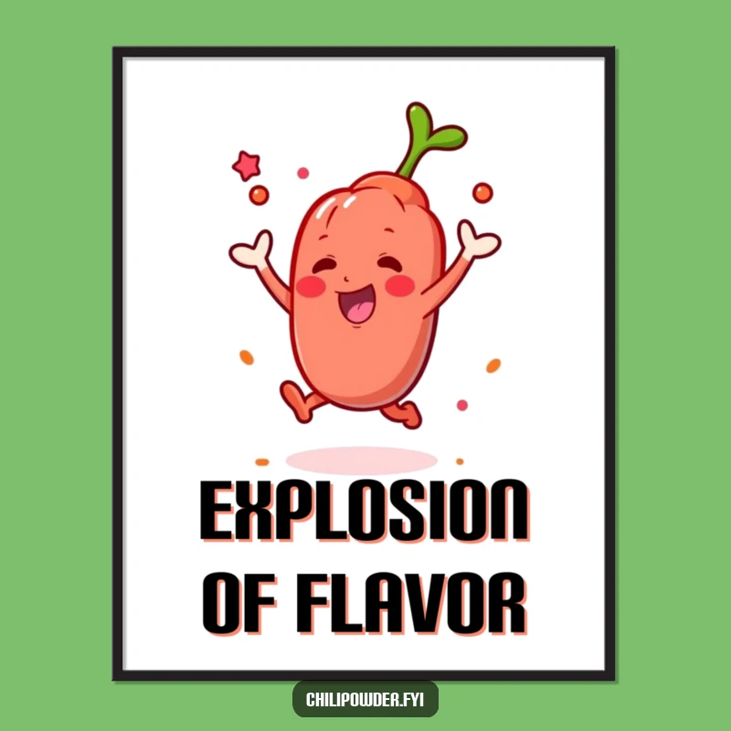 Funny Kawaii Chili Powder Poster: Spicy Celebration Art for Your Wall!
