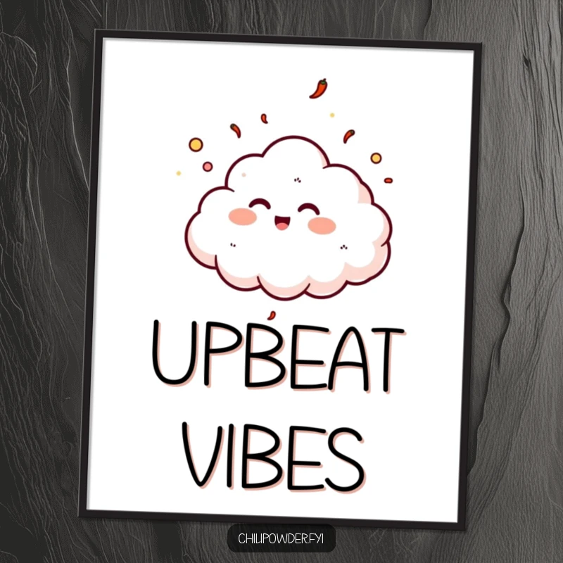 Funny chili powder cloud giggling art print, adding a whimsical and joyful touch to decor.