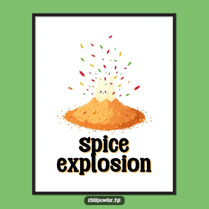 Funny Chili Powder Explosion Poster: Hilarious Spicy Art to Brighten Any Room