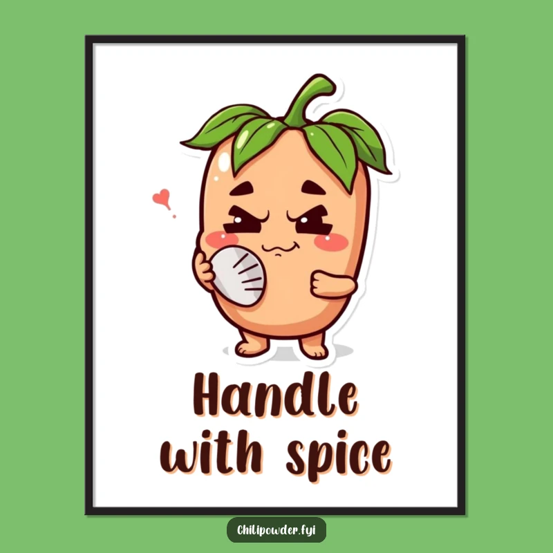 Funny Chili Powder Grimace Poster: Fanning Face Spice Wall Art Gift