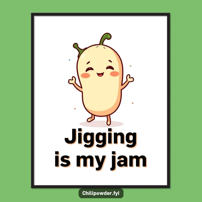 Funny Chili Powder Jig Poster: Hilarious Spice Character Art Print