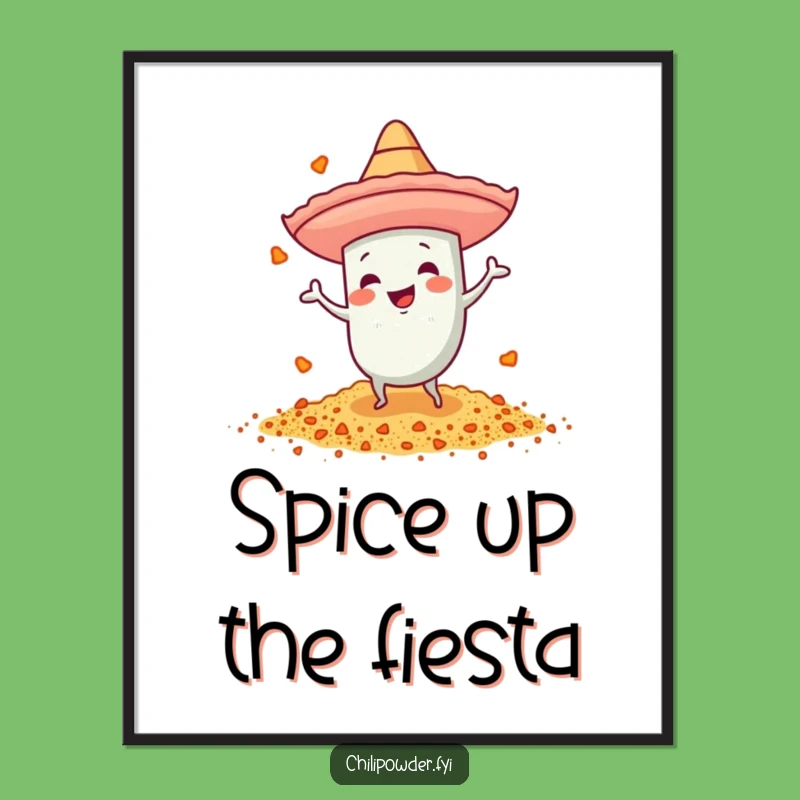 Funny Dancing Chili Powder Sombrero Poster: Energetic Fiesta Wall Art Gift