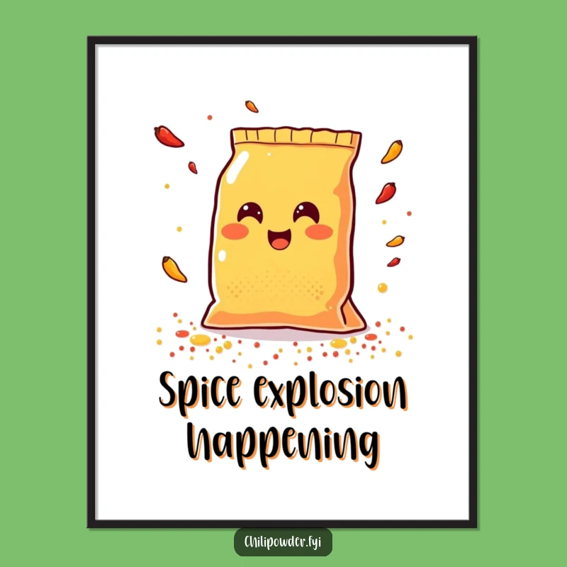 Funny Kawaii Chili Bag Spice Poster - Vibrant Joyful Humor Decor