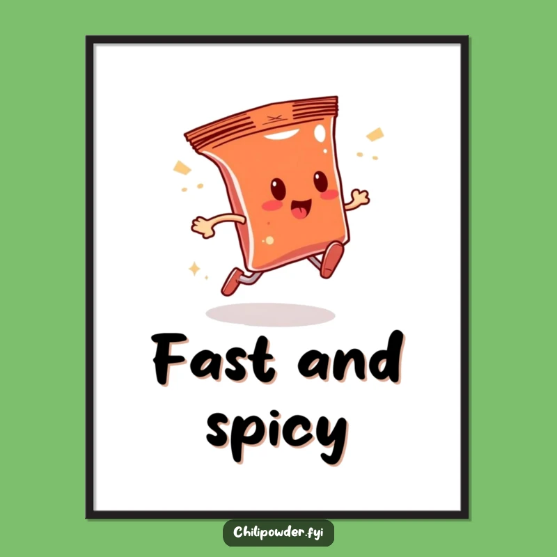 Funny Sparkle Run Chili Powder Poster - Vibrant Spice Character Adorable Art Print!