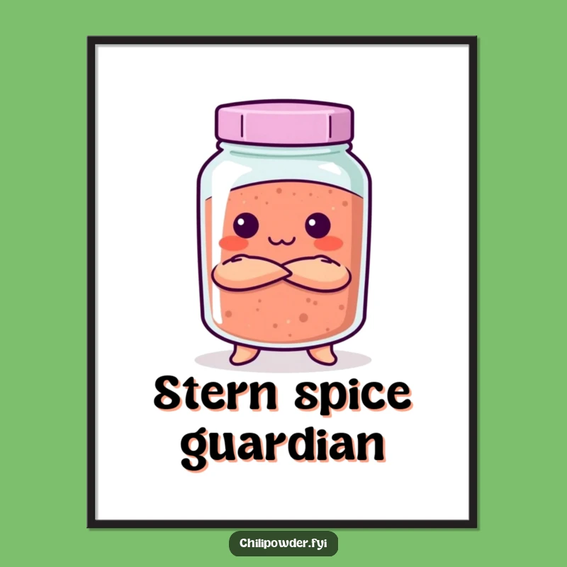 Funny Stern Kawaii Chili Jar Poster - Playfully Strict Wall Art Gift
