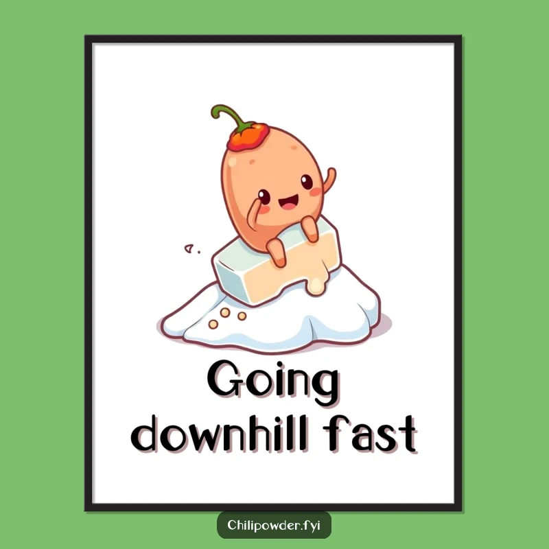 Funny Kawaii Chili Powder Ice Cube Slope Poster A Hilarious Decor