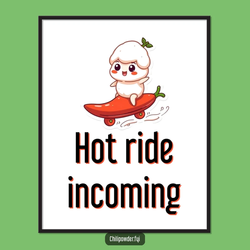 Funny Chili Powder Surfing Poster - Hilarious Pepper Art Print for Spice Enthusiasts