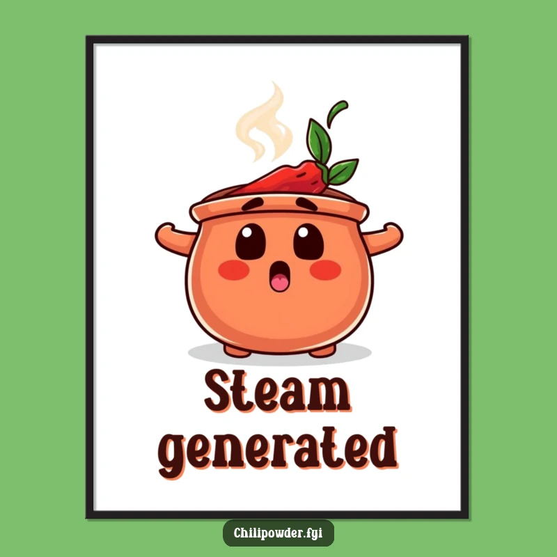 Funny Chili Pot Poster: Steamy Surprise Art Print for Spice Lovers