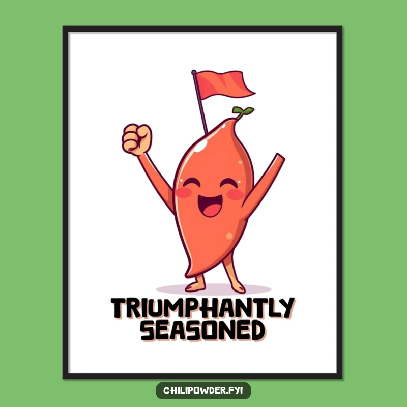 Funny Victorious Chili Powder Flag Poster: Triumph Wall Art Gift