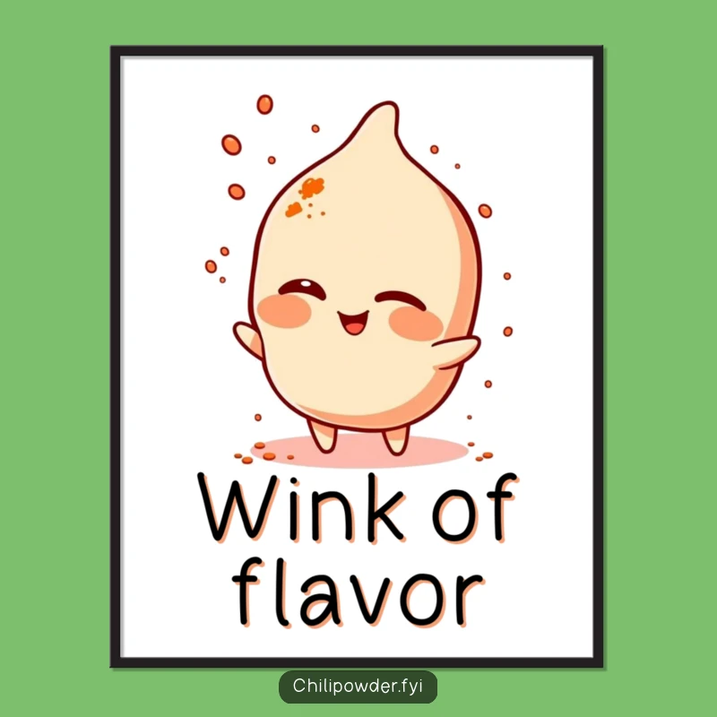 Funny Winking Chili Powder Poster - Playful Spice Character Wall Decor