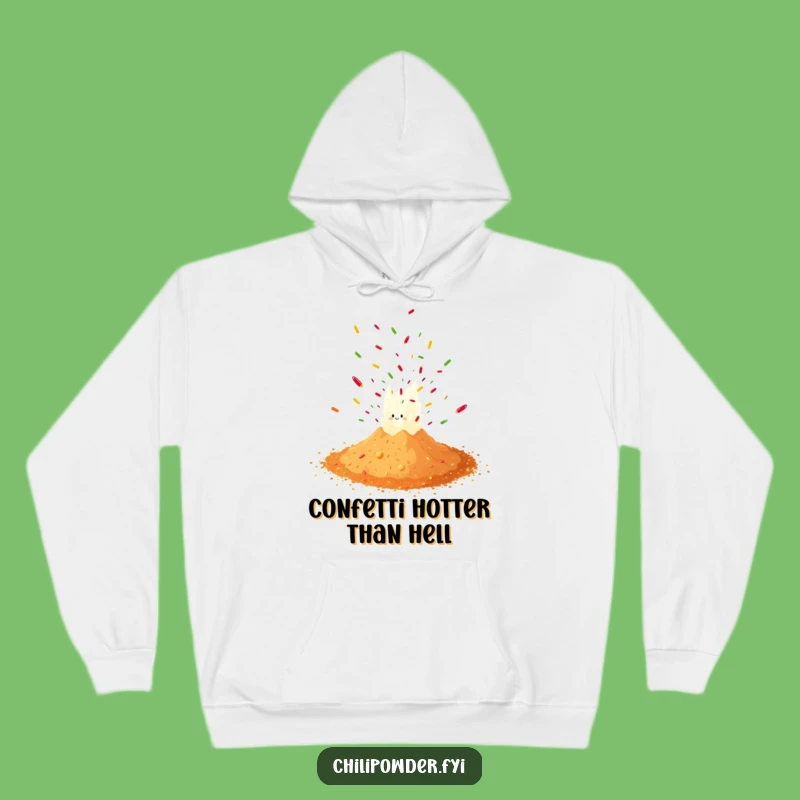 Funny Chili Powder Explosion Hoodie: Cozy Up with Spicy Humor and Confetti Warmth