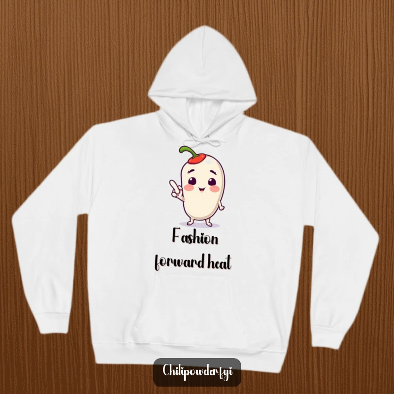 Funny Kawaii Chili Pose Hoodie: A cute chili character striking a confident pose, keeping you warm with spicy flair.