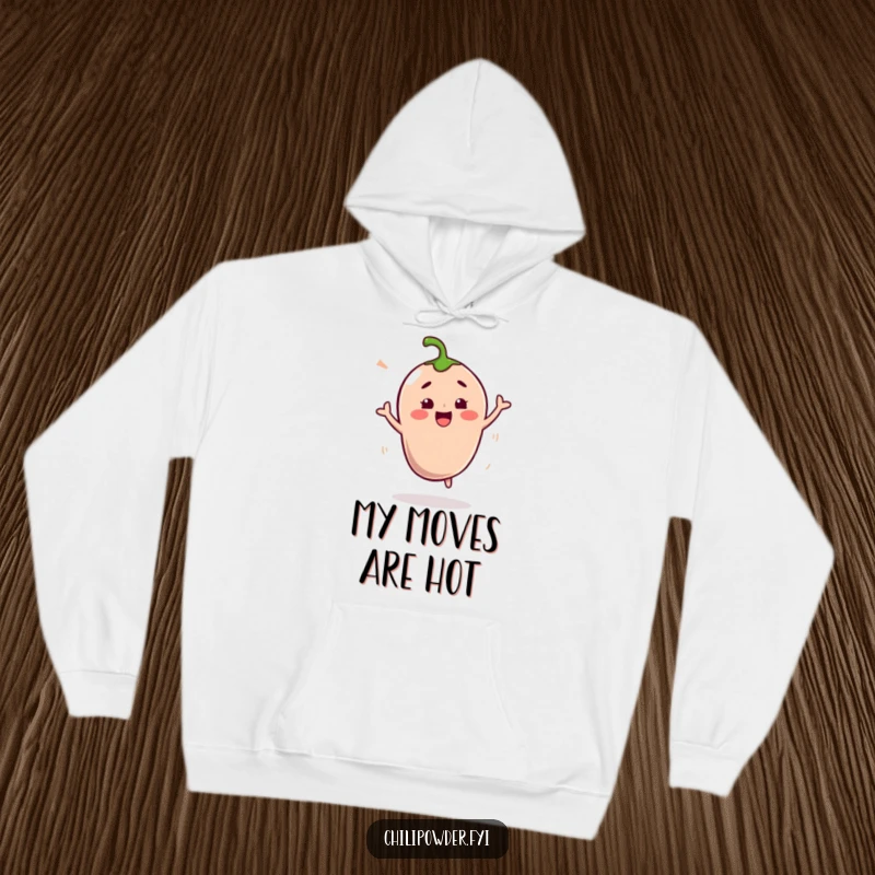 Funny Kawaii Chili Powder Hoodie: A charming chili character doing a playful shimmy, offering warmth and a dose of spicy humor.