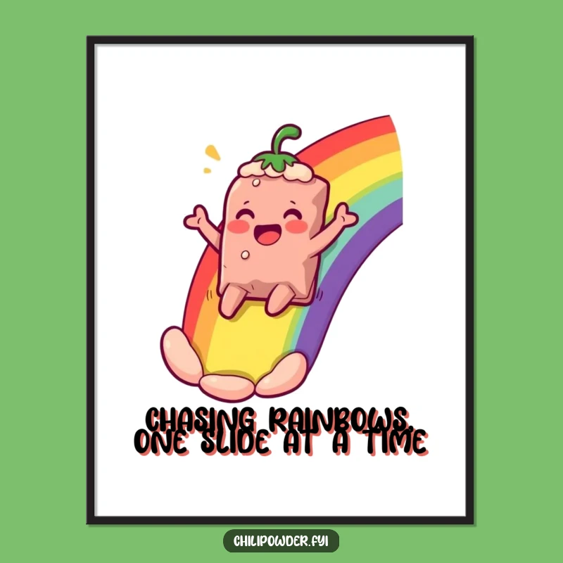 Free Printable Wall Art: Rainbow Sliding Chili, Funny Downloadable Decor and Gift