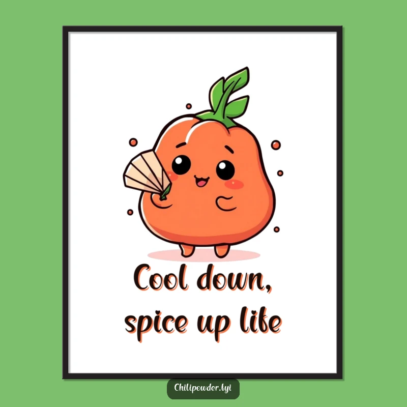 Free Printable Wall Art: Hot Kawaii Chili Fan, Funny Downloadable Decor!