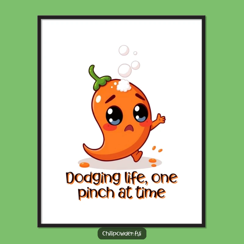 Funny Free Printable Wall Art: Surprised Chili Dodging Salt Downloadable Art Gift