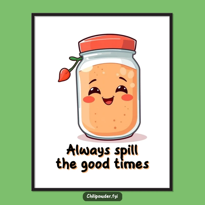 Free Printable Wall Art: Tipping Chili Jar, funny downloadable decor for kitchens and bars