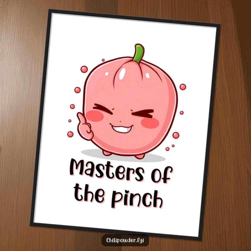 Funny Free Printable Wall Art: A sentient chili powder pinch winking with a mischievous grin, creating a playful and slightly cheeky visual.