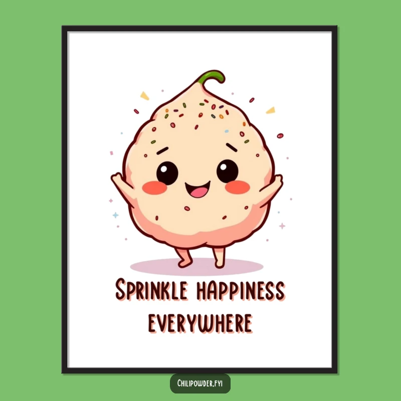 Funny Free Printable Wall Art: Dancing Chili Puff, Downloadable Sprinkle Decor