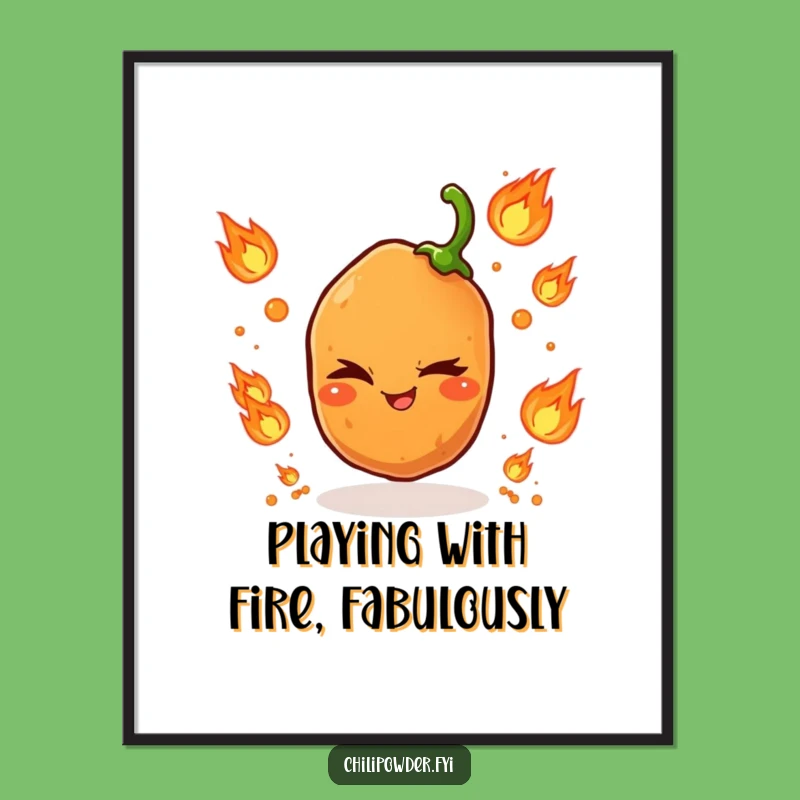 Funny Free Printable Wall Art: Mischievous Chili Juggler Flame Decor